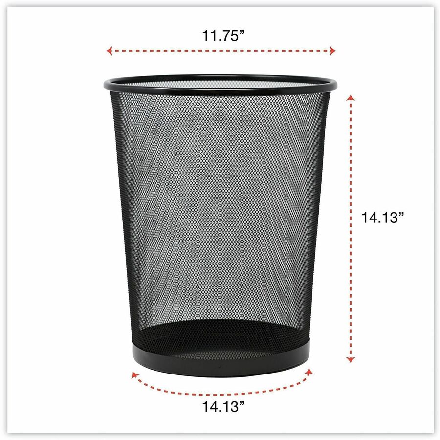 Universal Mesh Wastebasket, 18 qt, Steel Mesh, Black - Open Top - 4.50 gal Capacity - Round - 11.70" Opening Diameter - For Desk, Office - Durable, Sturdy, Breathable - 14.1" Height x 11.8" Width x 14.1" Depth x 11.8" Diameter - Steel Mesh - Powder Coa...