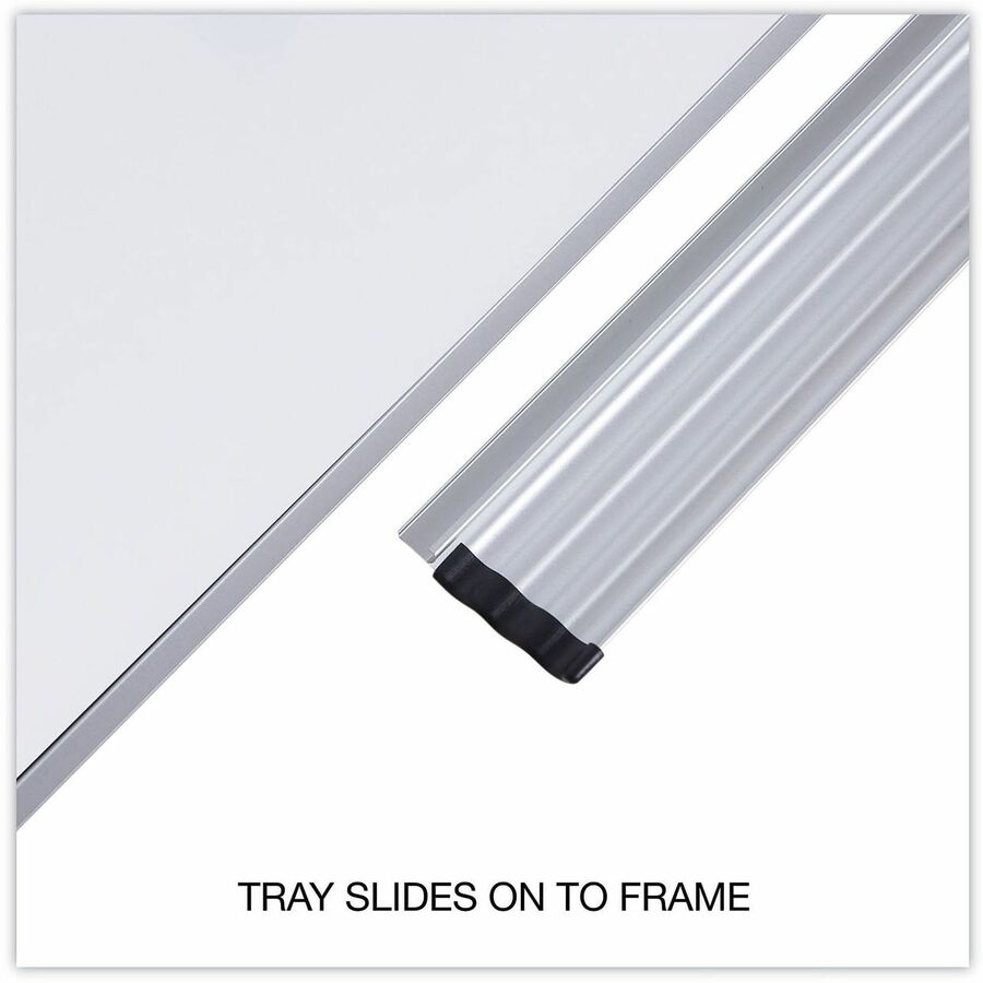 Universal Dry Erase Board - 36" (3 ft) Width x 24" (2 ft) Height - White Porcelain Surface - Silver Aluminum, Black Frame - Magnetic - 1 Each
