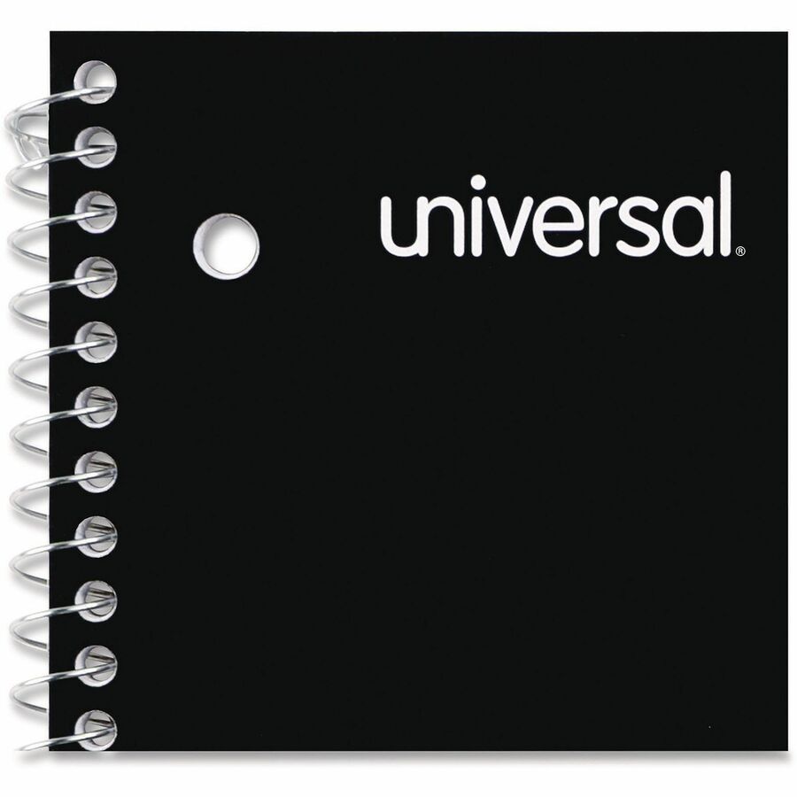 Universal Notebook - 5 Subject(s) - 200 Sheets - Spiral - Medium Ruled, College Ruled Front Ruling - 3 Hole(s) - 15 lb Basis Weight - 11" Height x 8.5" Width - White Paper - Black Paperboard Cover