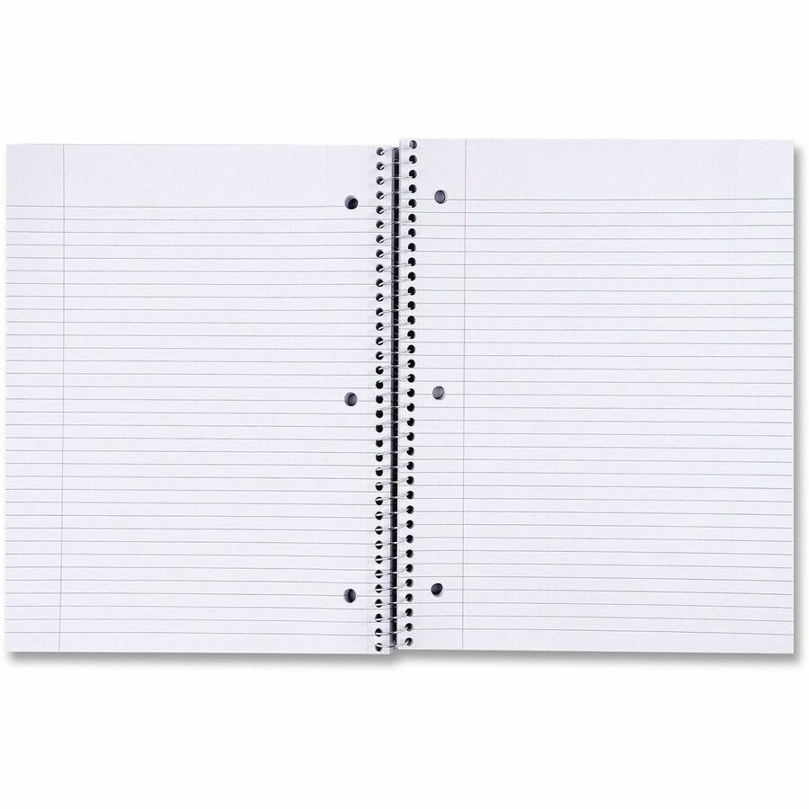 Universal Notebook - 5 Subject(s) - 200 Sheets - Spiral - Medium Ruled, College Ruled Front Ruling - 3 Hole(s) - 15 lb Basis Weight - 11" Height x 8.5" Width - White Paper - Black Paperboard Cover