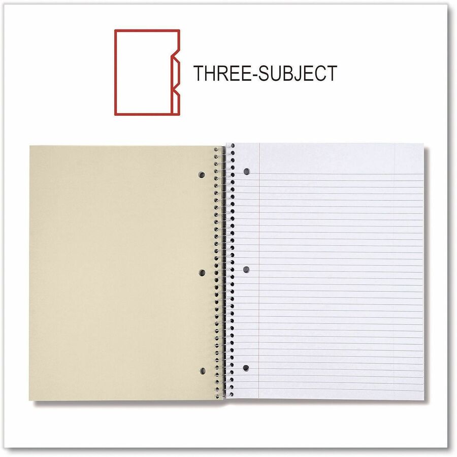Universal Notebook - 5 Subject(s) - 200 Sheets - Spiral - Medium Ruled, College Ruled Front Ruling - 3 Hole(s) - 15 lb Basis Weight - 11" Height x 8.5" Width - White Paper - Black Paperboard Cover