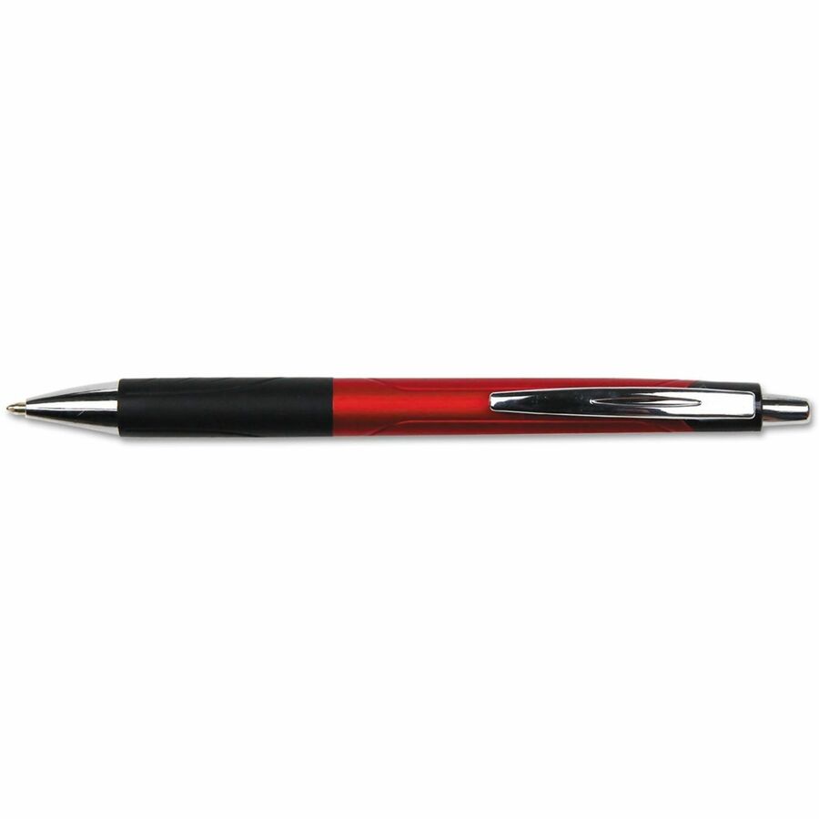 Universal Comfort Grip Ballpoint Pen - 1 mm Medium Conical Pen Point - Retractable - Red Ink - Red, Black Barrel - 1 Dozen