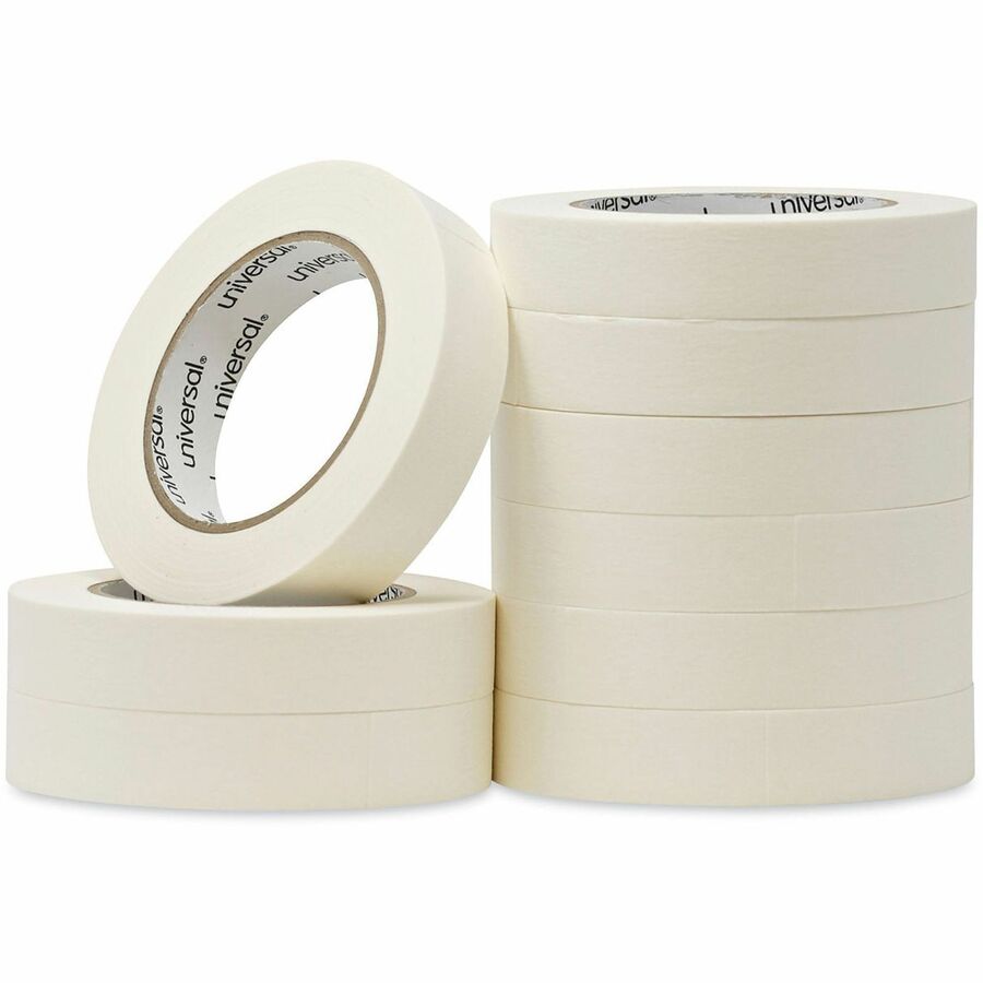 Universal General-Purpose Masking Tape, 3" Core, 24 mm x 54.8 m, Beige, 36/Carton - 59.93 yd Length x 0.94" Width x 5.5 mil Thickness - 3" Core - Beige - Natural Rubber - Crepe Paper Backing - 36 / Carton