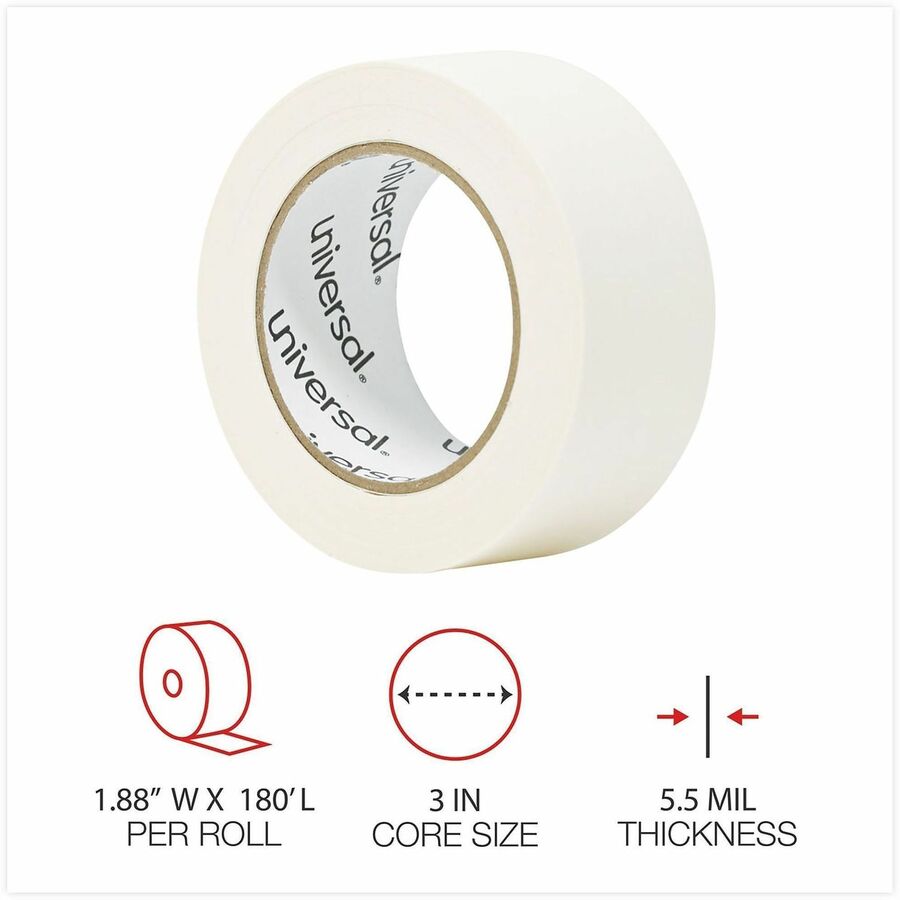 Universal General-Purpose Masking Tape, 3" Core, 48 mm x 54.8 m, Beige, 24/Carton - 59.93 yd Length x 1.89" Width x 5.5 mil Thickness - 3" Core - Beige - Natural Rubber - Crepe Paper Backing - 24 / Carton