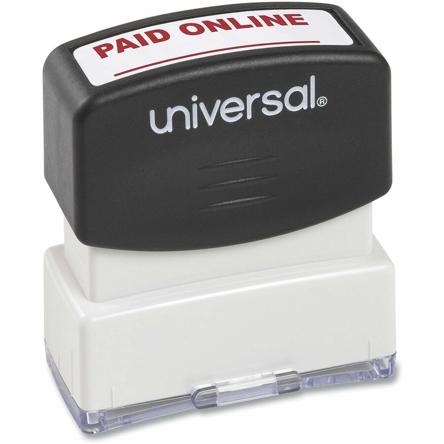 Universal Pre-inked Stamp - Message Stamp - PAID ONLINE - 1.69" Impression Width - Red - ABS Plastic - Recycled - 1 Each - TAA Compliant