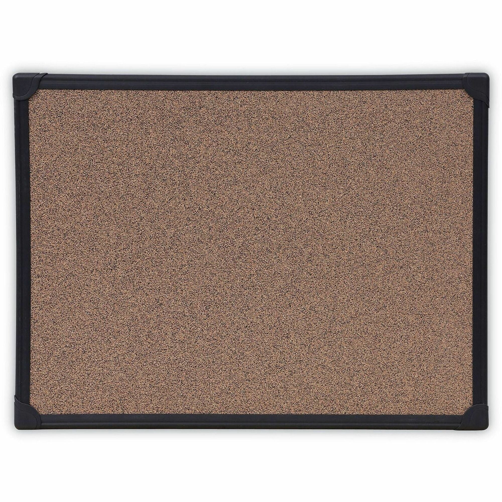 Universal Bulletin Board - 17.71" Board Height x 23.62" Board Width x 0.47" Board Depth - Brown Rubber, Cork Surface - Durable, Sleek Style, Heavy Duty, Sturdy - Black Aluminum Frame - 1 Each