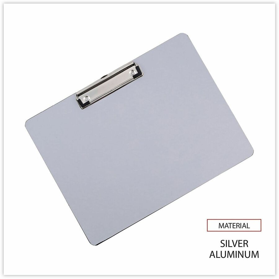 Universal Clipboard - 0.50" Clip Capacity - Storage for Paper - 11" x 8 1/2" Sheet Size - Plastic - Silver - 1 Each
