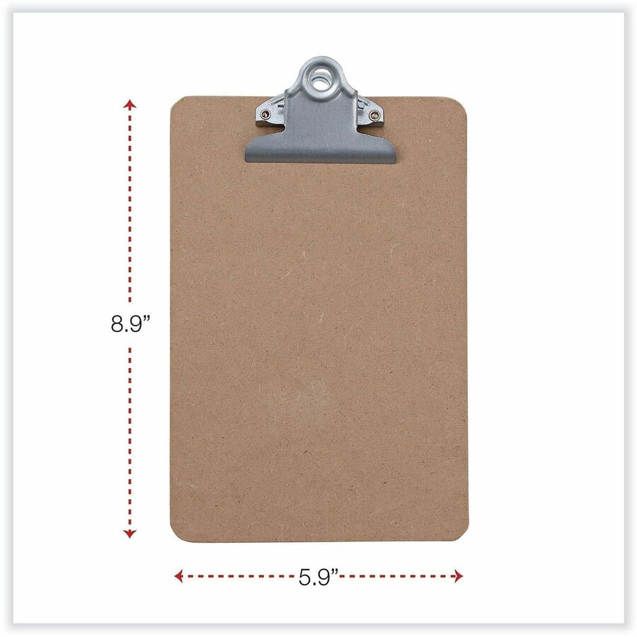 Universal Clipboard - 0.75" Clip Capacity - Storage for Document, Form, Paper - 5" x 8" Sheet Size - Hardboard - Brown - 3 / Pack