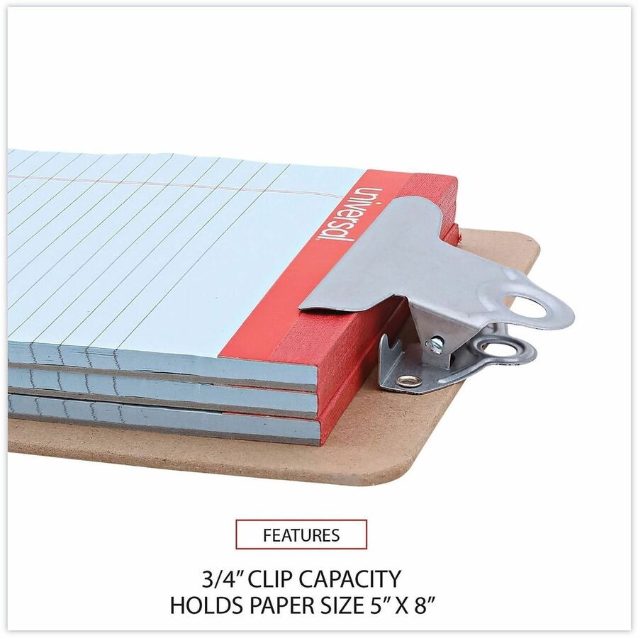 Universal Clipboard - 0.75" Clip Capacity - Storage for Document, Form, Paper - 5" x 8" Sheet Size - Hardboard - Brown - 3 / Pack