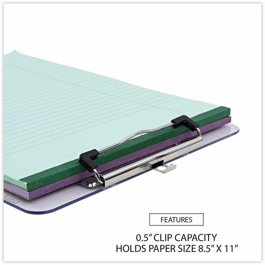 Universal Clipboard - 0.50" Clip Capacity - Storage for Paper - 8 1/2" x 11" Sheet Size - Plastic - Clear - 1 Each