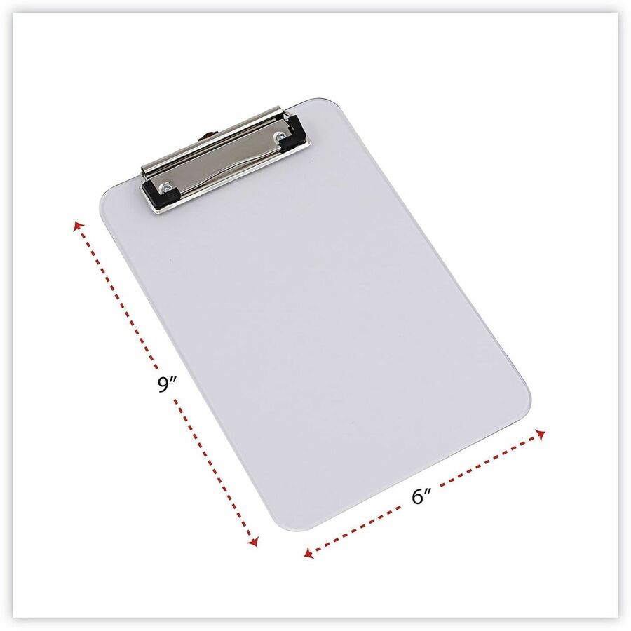 Universal Clipboard - 0.50" Clip Capacity - Storage for Paper - 5" x 8" Sheet Size - Plastic - Clear - 1 Each