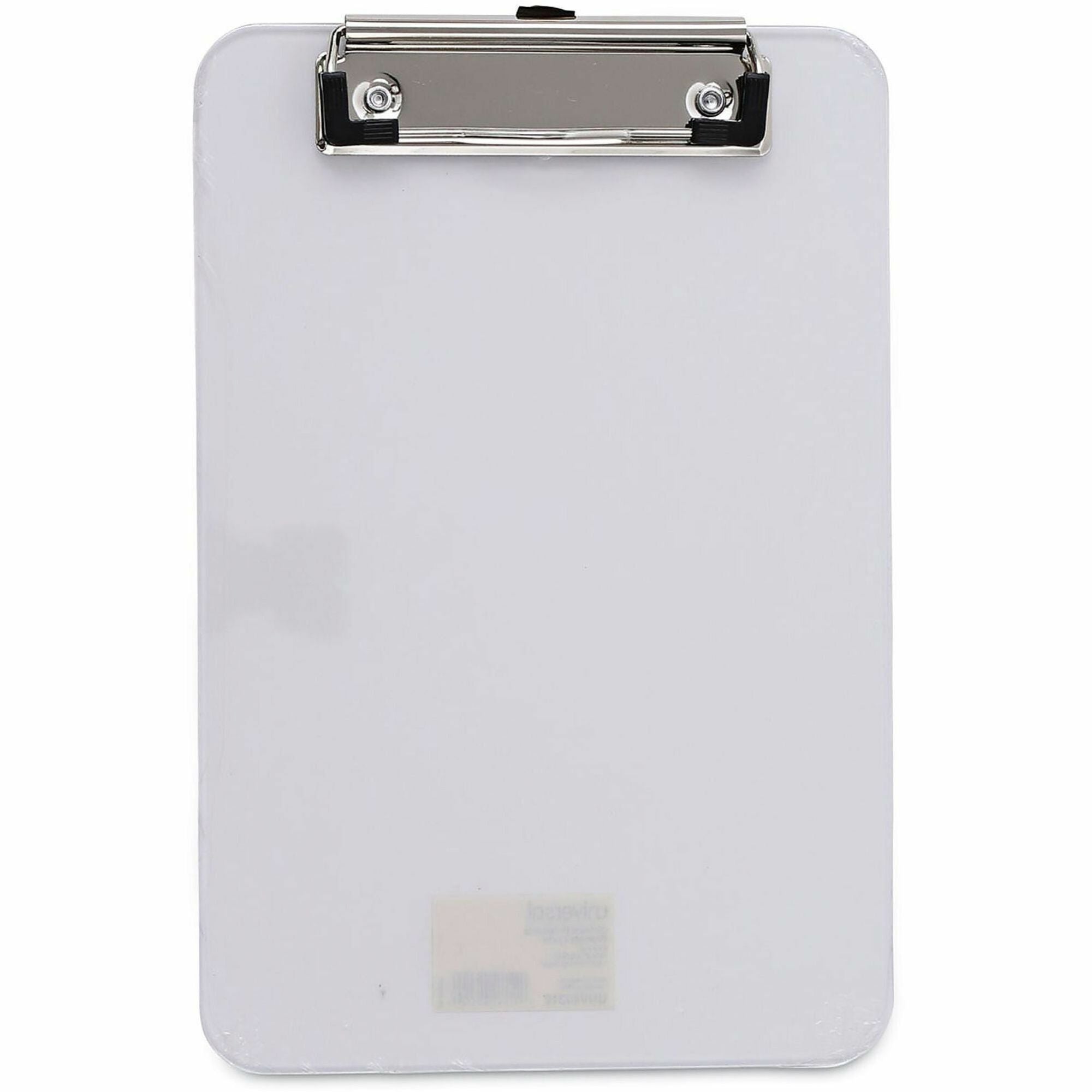 Universal Clipboard - 0.50" Clip Capacity - Storage for Paper - 5" x 8" Sheet Size - Plastic - Clear - 1 Each