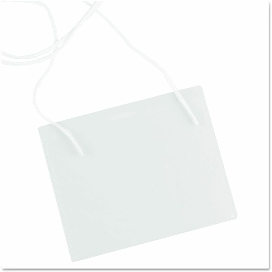 Universal Name Badge Holder - Support 4" x 3" Media - Horizontal - Plastic - Clear - 100 / Box
