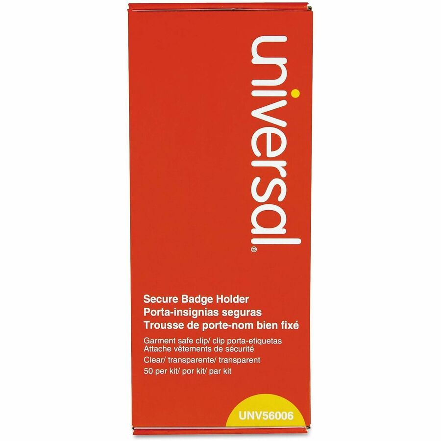 Universal Deluxe Name Badge Holder - Support 3.50" x 2.25" Media - Horizontal - Plastic - Clear - 50 / Box