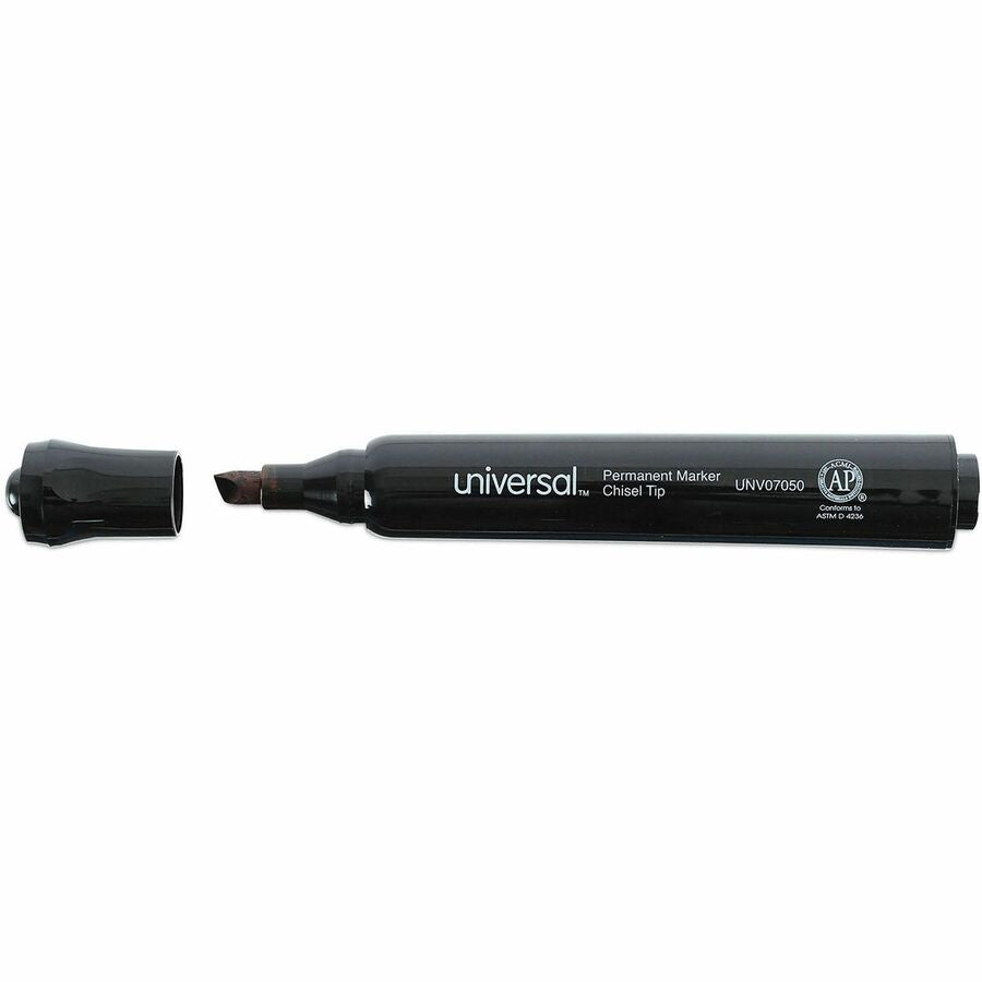 Universal Chisel Tip Permanent Marker Value Pack, Broad Chisel Tip, Black, 36/Pack - Broad Chisel Marker Point - Black Ink - General Purpose - 36 / Pack