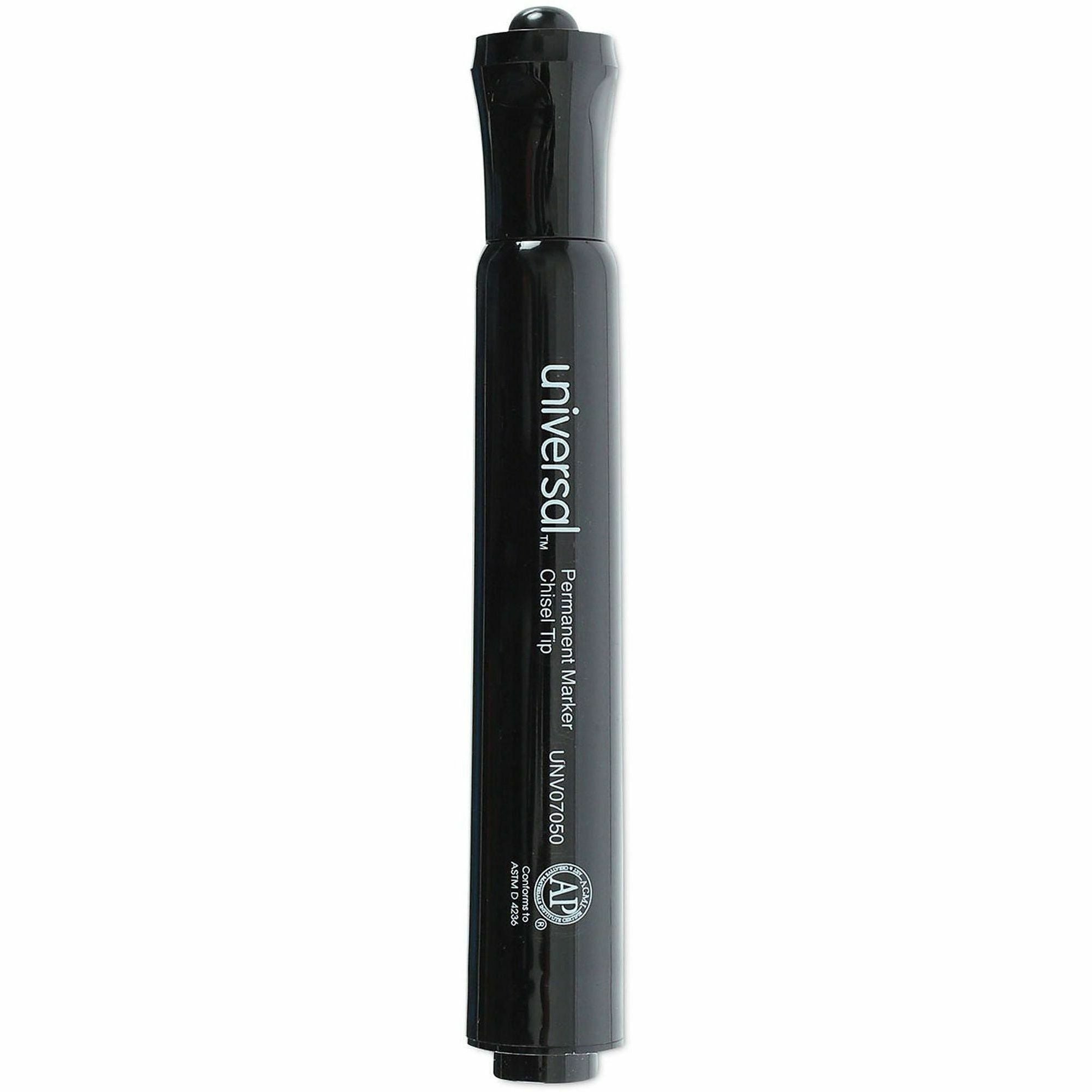 Universal Chisel Tip Permanent Marker Value Pack, Broad Chisel Tip, Black, 36/Pack - Broad Chisel Marker Point - Black Ink - General Purpose - 36 / Pack