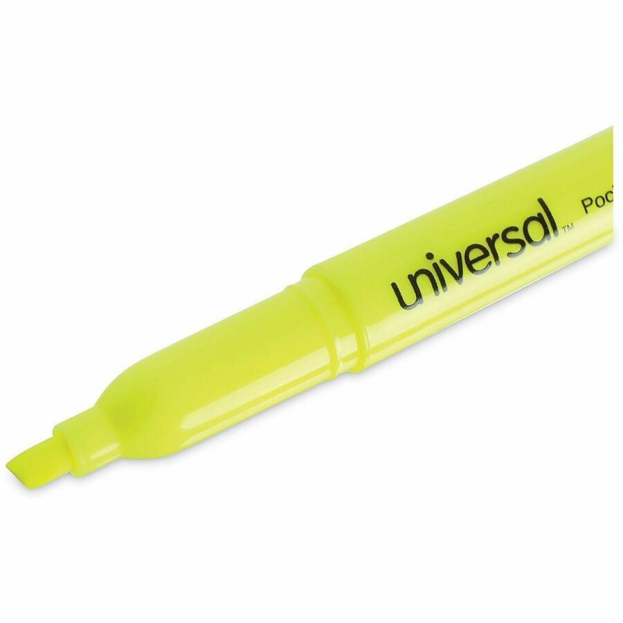 Universal Highlighter - Chisel Marker Point - Fluorescent Yellow Ink - Yellow Barrel - 36 / Pack