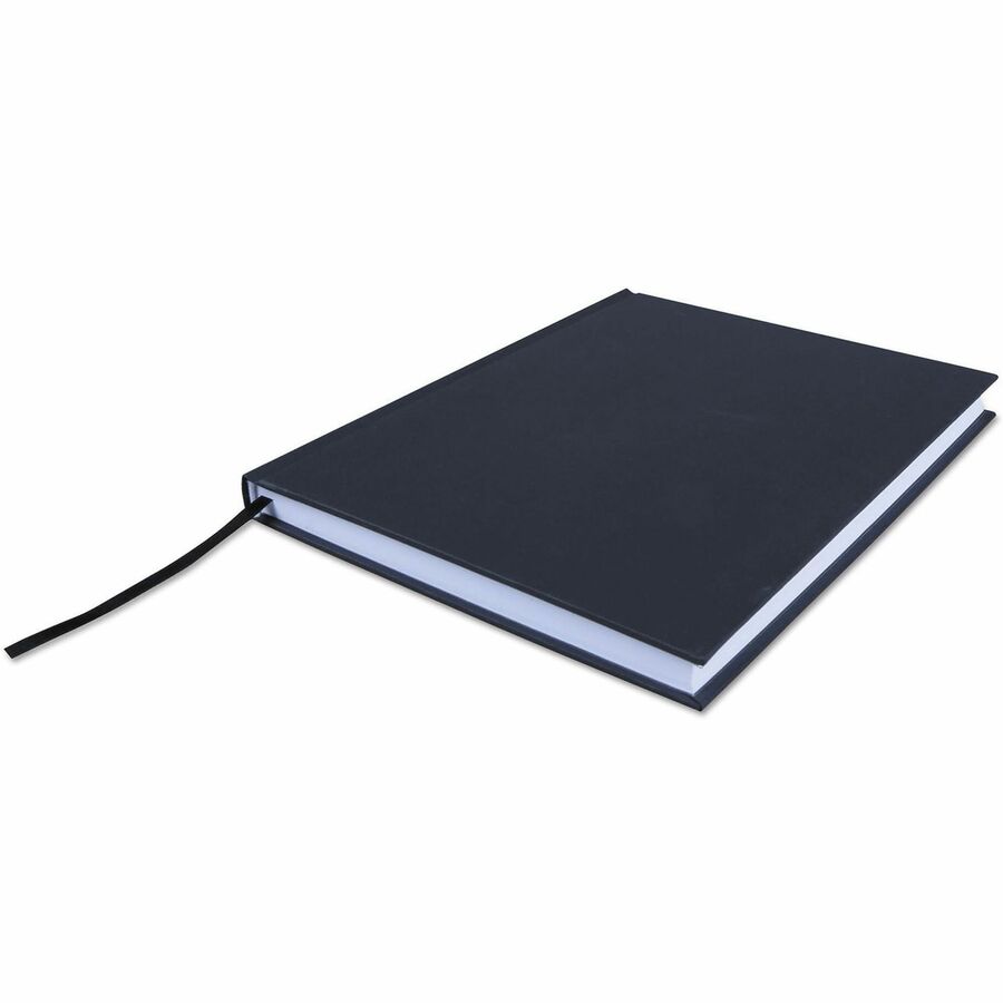 Universal Notebook - 1 Subject(s) - 150 Sheets - Sewn - Wide Ruled, Legal Ruled Front Ruling - 47 lb Basis Weight - 10.50" Height x 7.9" Width - White Paper - Black Linen Paper Cover