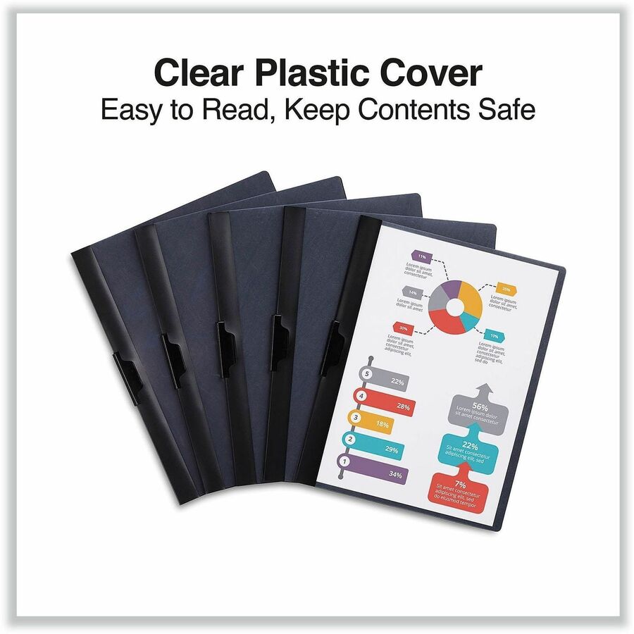 Universal Report Cover - 8 1/2" x 11" - 30 Sheets Capacity - 1 x Clip Fastener(s) - Unpunched - 5 Pack