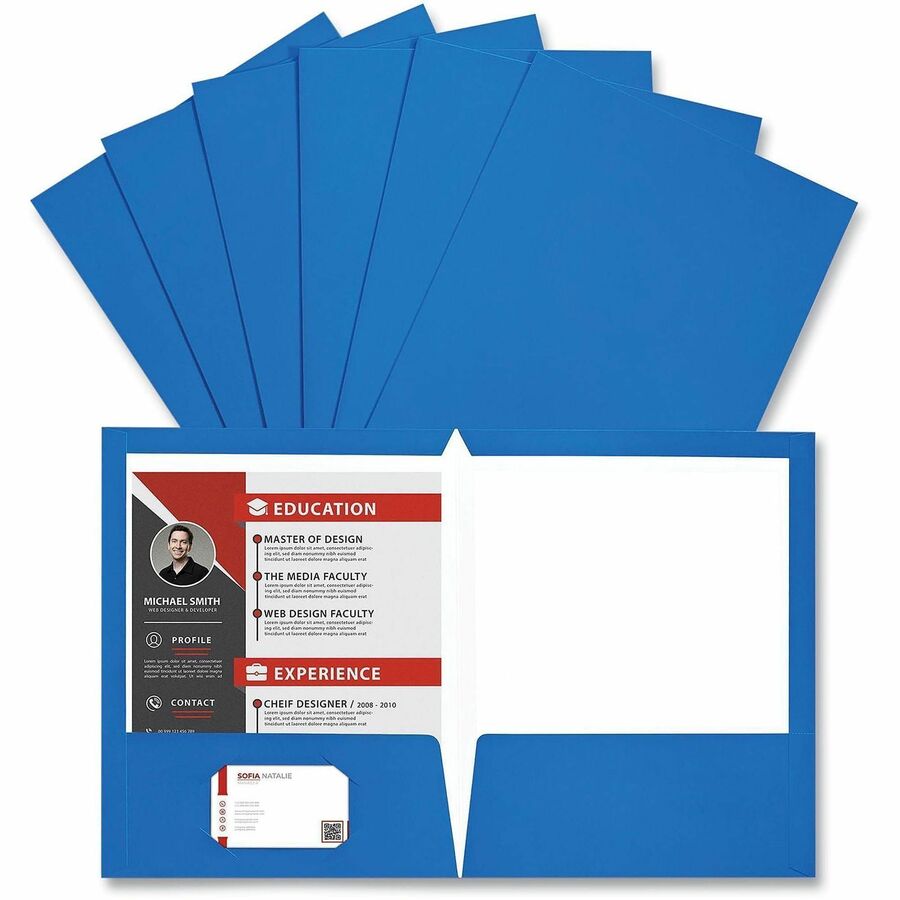 Universal Pocket Folder - 11" x 8 1/2" - 100 Sheets Capacity - 2 Inside Front & Back Pocket(s) - Laminated - 25 Box