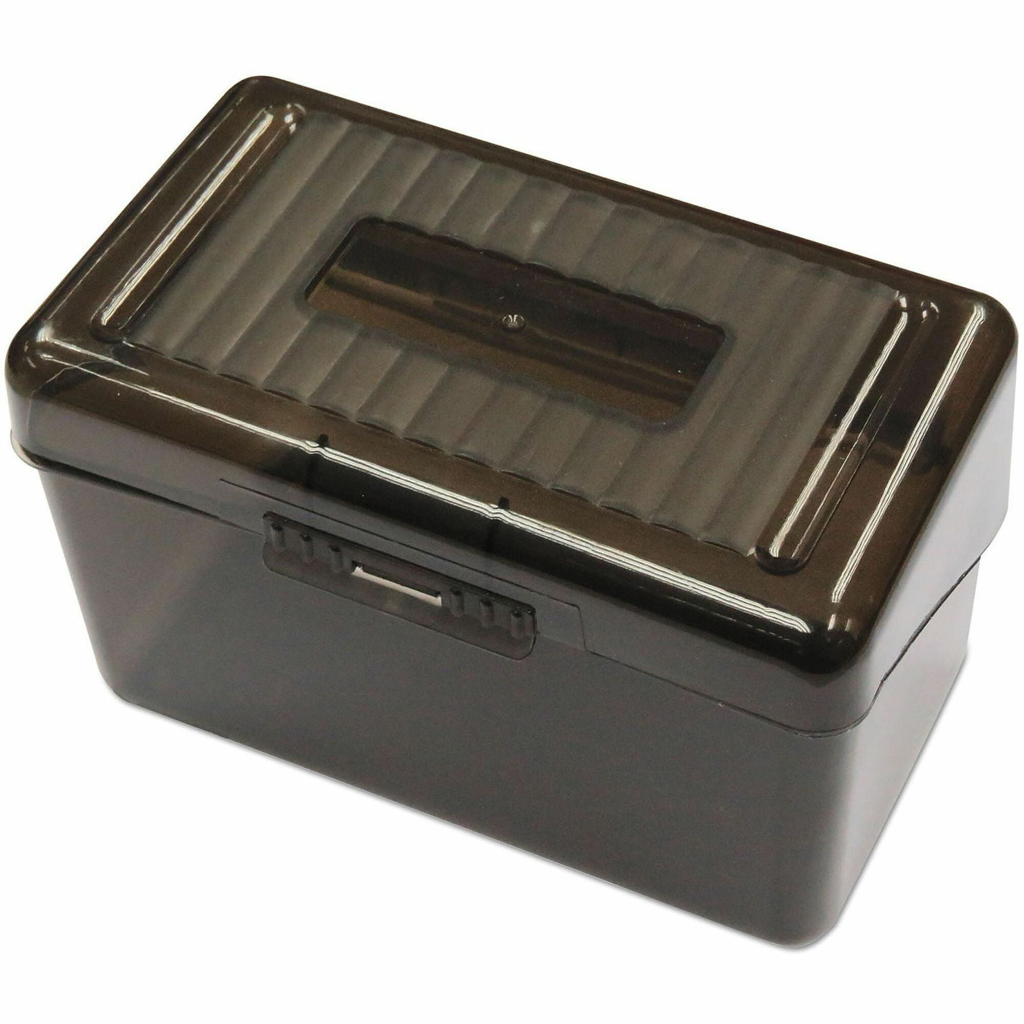 Universal Card Holder - Support 3" x 5" Media - 3.5" Height x 5.6" Width x 3.3" Depth - Plastic - Translucent Black - 2 / Pack