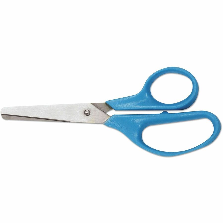 Universal Scissors - Child - 1.75" Cutting Length - 5" Overall Length - Straight-left/right - Stainless Steel - Round Tip - Multi - 12 / Box