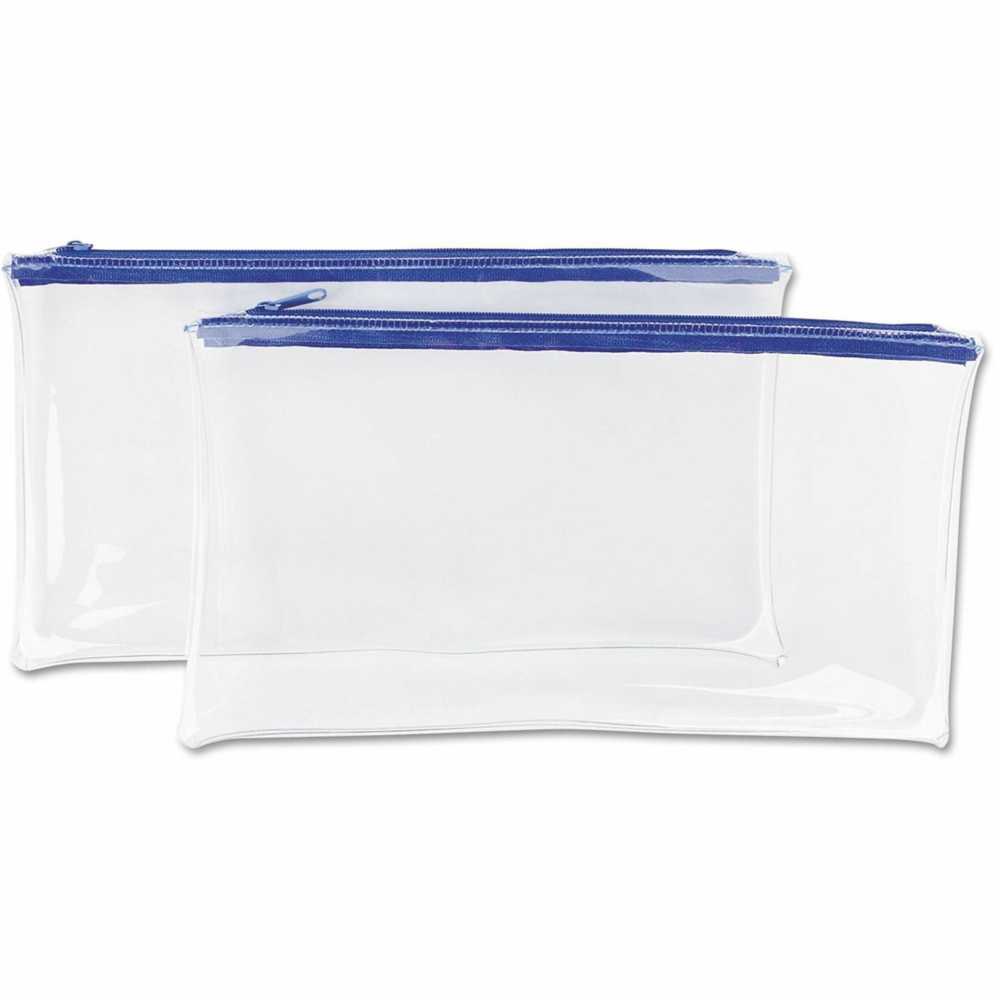 Universal Carrying Case (Wallet) Cash - Blue, Clear - Plastic, Polyethylene Body - 6" Height x 11" Width - 2 / Pack