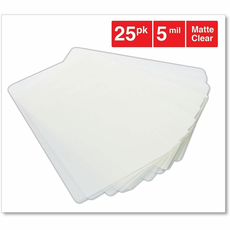 Universal Laminating Pouch - Sheet Size Supported: Index Card 5" Width x 3" Length - Laminating Pouch/Sheet Size: 5.50" Width x 5 mil Thickness - Matte - for Document, Sign, ID Card, Photo, Tag, Index Card - Temperature Resistant, Liquid Resistant - Cl...