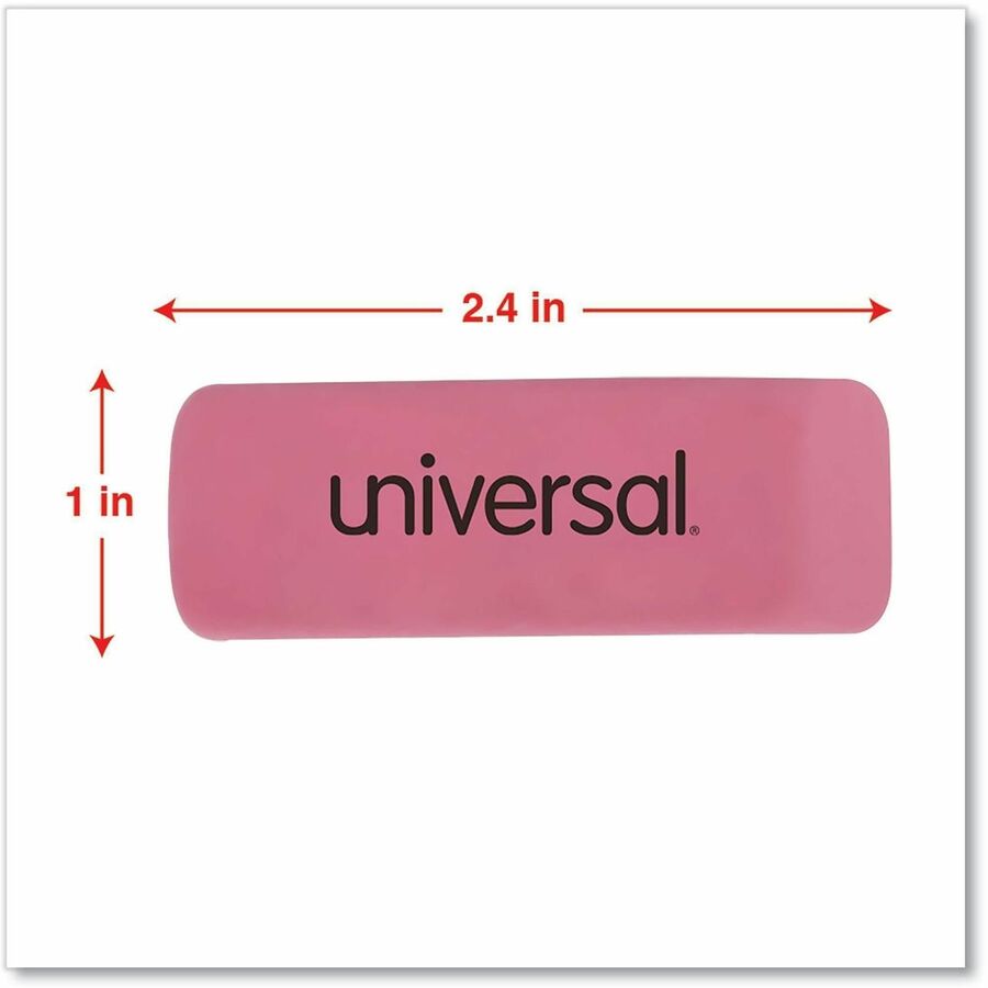 Universal Manual Eraser - Pink - Rectangle - Elastomer - 20 / Pack - Soft, Latex-free, Beveled Edge, Tear Resistant, Smudge Resistant, Ghost Resistant