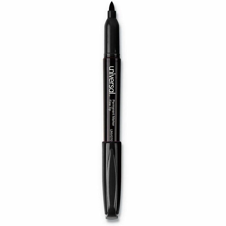 Universal Pen-Style Permanent Marker Value Pack, Fine Bullet Tip, Black, 60/Pack - Fine Bullet Marker Point - Black Ink - General Purpose - 60 / Pack