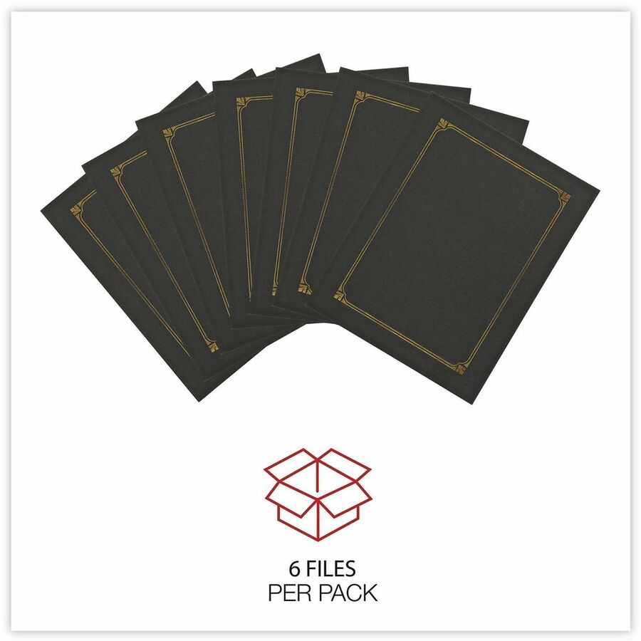 Universal Letter, A4 Certificate Holder - 8" x 10" , 8" x 10" , 8" x 10" - Paper - Black - 6 Pack