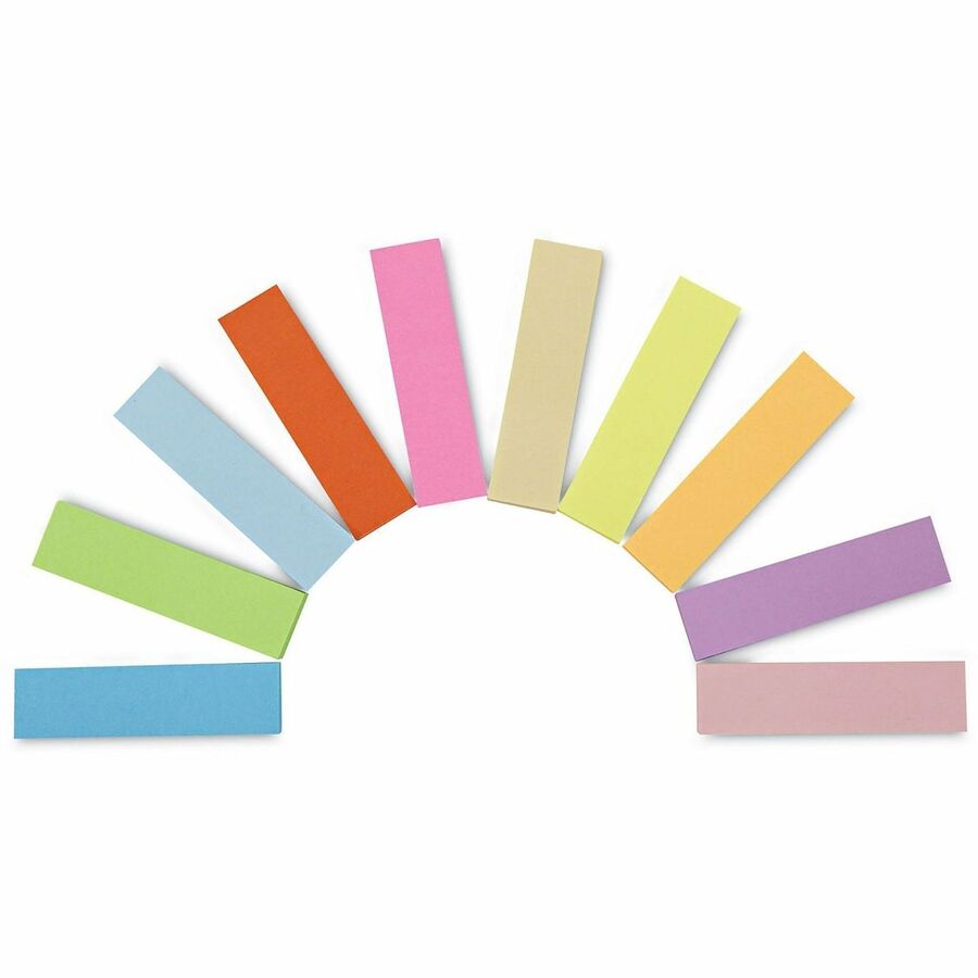 Universal Adhesive Note - 1/2" Flag/Note Width x 2" Flag/Note Length - Rectangle - Yellow, Turquoise, Red, Purple, Pink, Neon Yellow, Neon Orange, Neon Pink, Blue, Lime - Paper - Adhesive, Self-stick, Repositionable, Reusable, Pop-up, Removable, Residu...