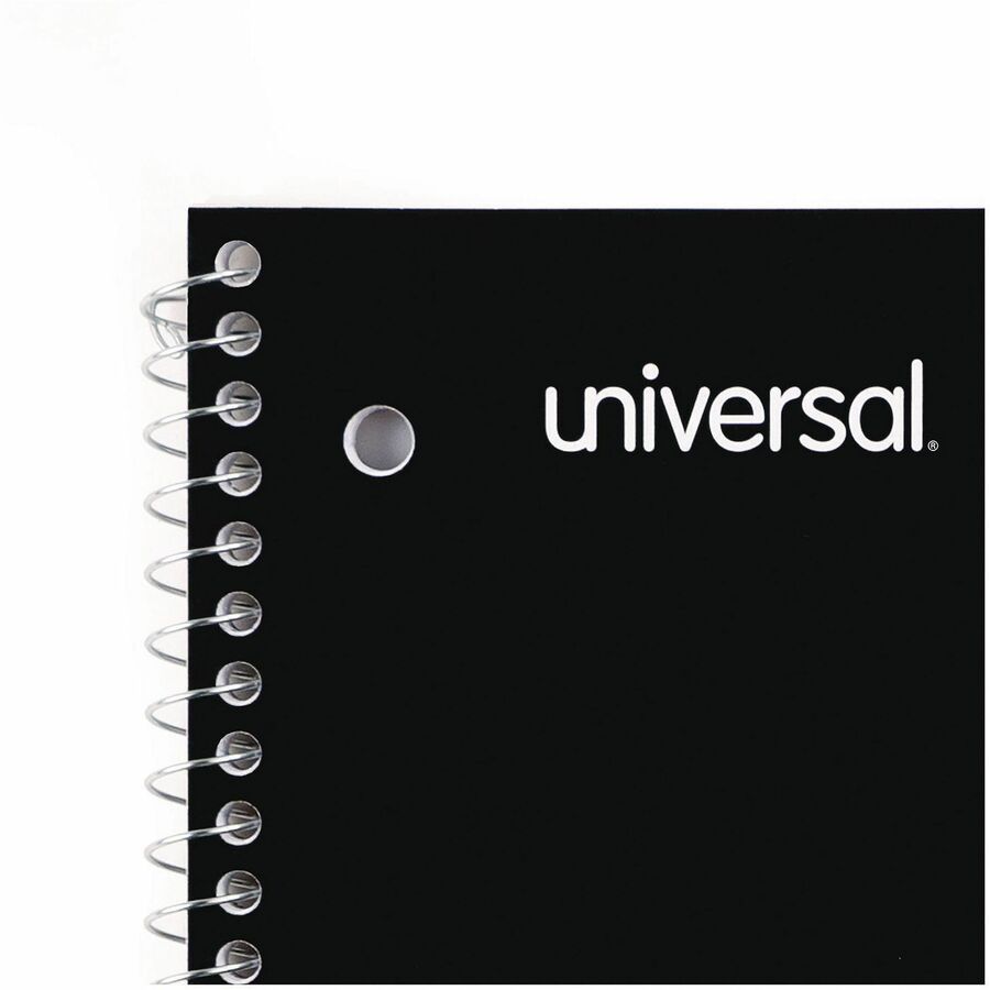 Universal Notebook - 1 Subject(s) - 70 Sheets - Spiral - Quad Ruled Front Ruling - 3 Hole(s) - 15 lb Basis Weight - 10.50" Height x 8" Width - White Paper - Black Paperboard, Blue, Green, Red Cover - 4 / Pack