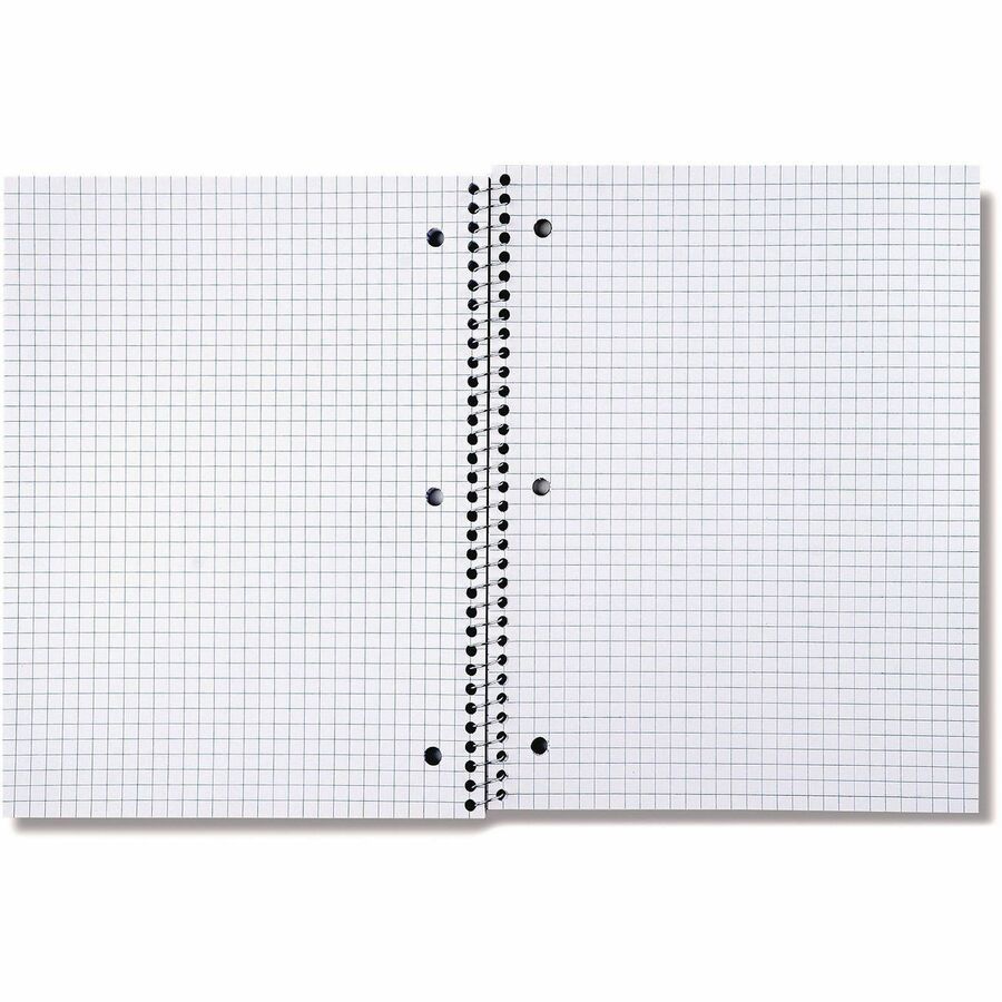 Universal Notebook - 1 Subject(s) - 70 Sheets - Spiral - Quad Ruled Front Ruling - 3 Hole(s) - 15 lb Basis Weight - 10.50" Height x 8" Width - White Paper - Black Paperboard, Blue, Green, Red Cover - 4 / Pack