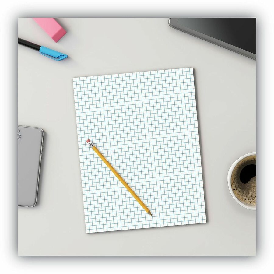 Universal Quadrille/Graph Pad - 1 Subject(s) - 50 Sheets - Tape Bound - Quad Ruled Front Ruling - 15 lb Basis Weight - 11" Height x 8.5" Width - White Paper - Chipboard Cover - 1 Dozen