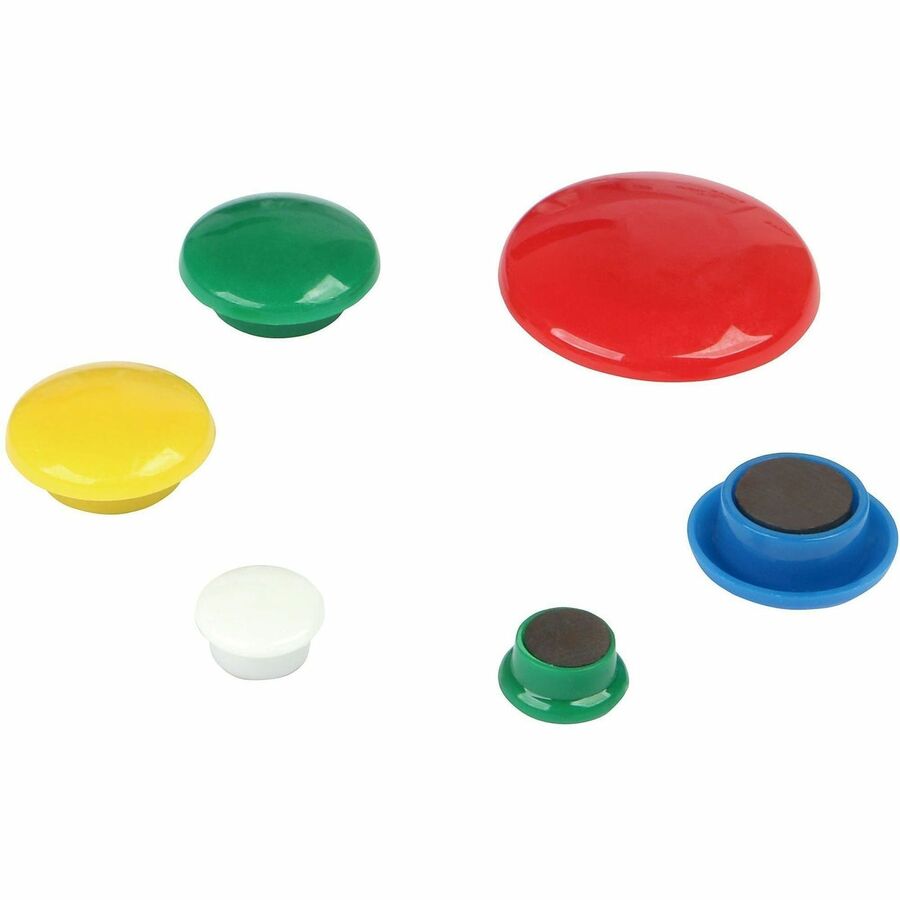 Universal Board Magnet - Circle - 30 / Pack - Assorted, Blue, Green, Red, White, Yellow