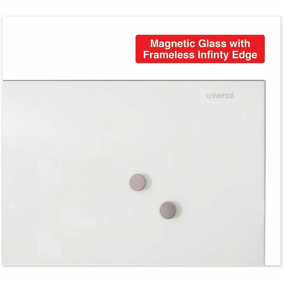 Universal Frameless Magnetic Glass Marker Board, 36" x 24" , Translucent Frost Surface - 36" (3 ft) Width x 24" (2 ft) Height - Translucent Frost Tempered Glass Surface - Magnetic - 1 Each