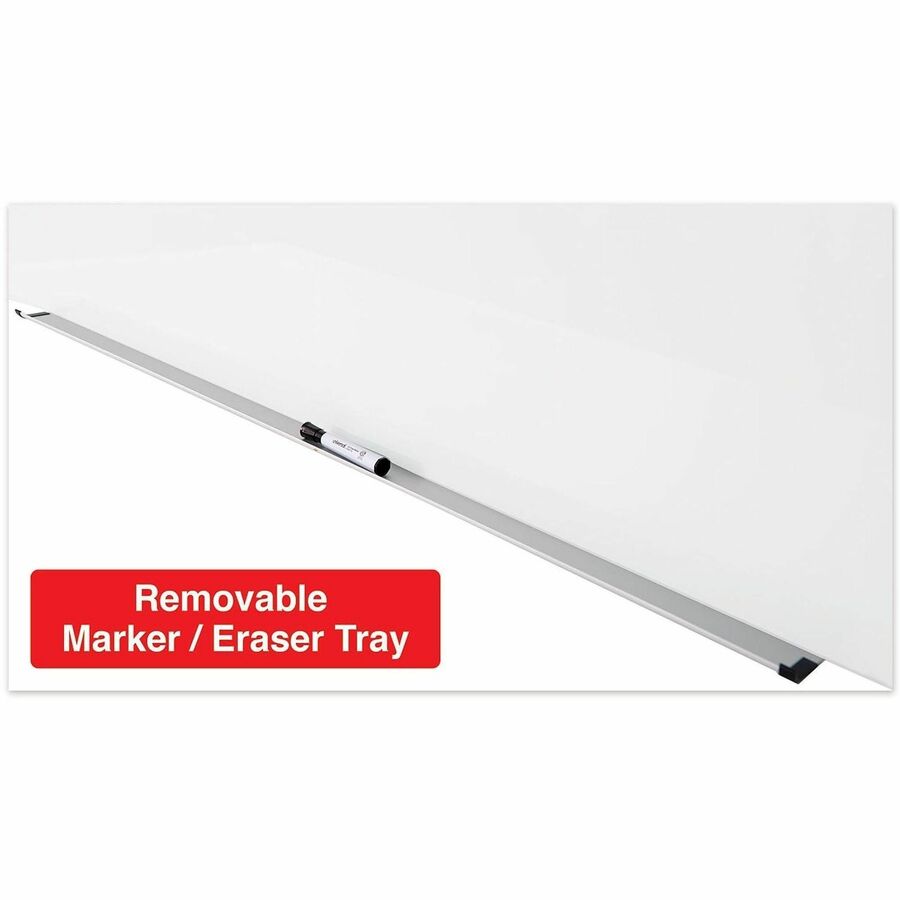 Universal Frameless Magnetic Glass Marker Board, 72" x 48" , White Surface - 72" (6 ft) Width x 48" (4 ft) Height - White Tempered Glass Surface - Magnetic - 1 Each