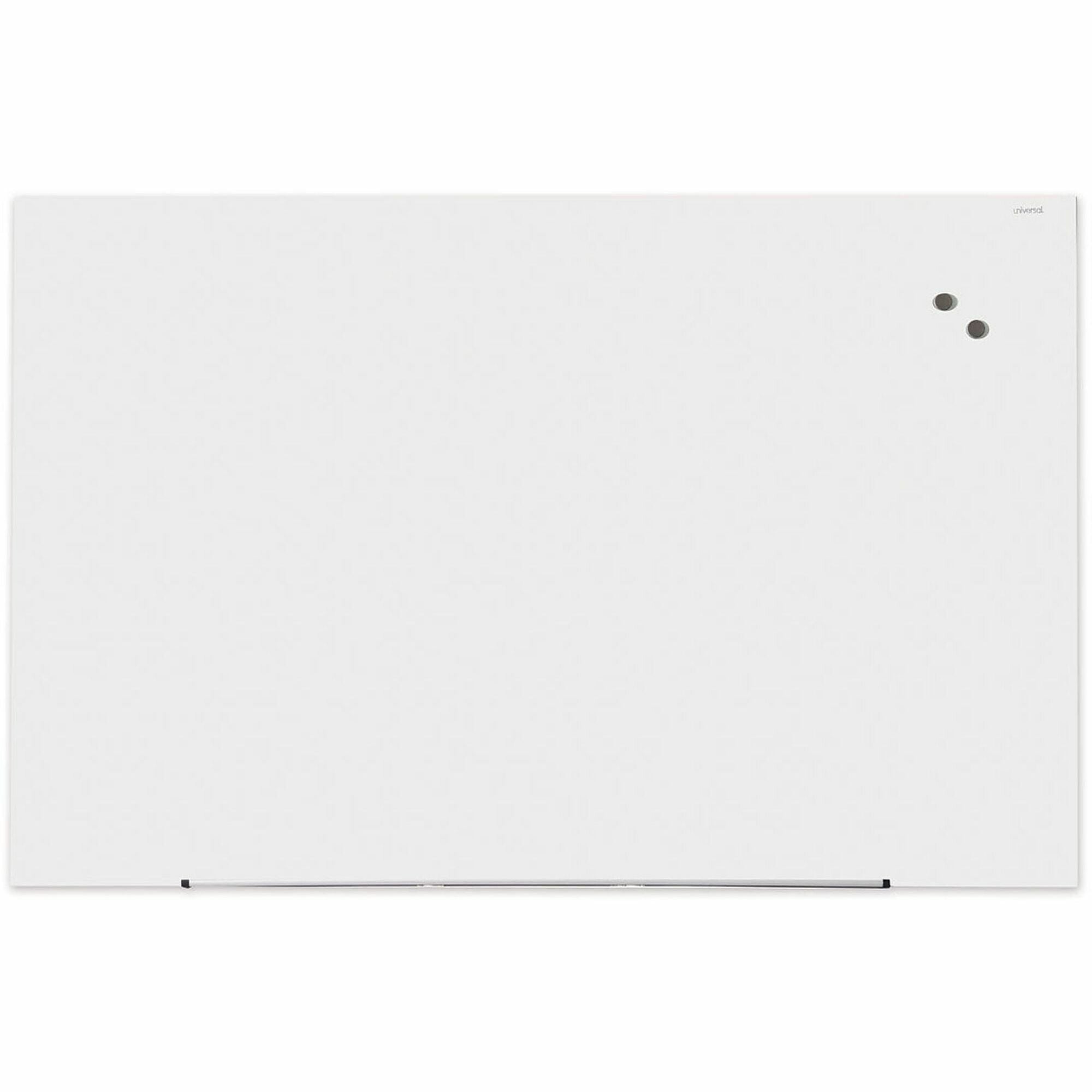 Universal Frameless Magnetic Glass Marker Board, 72" x 48" , White Surface - 72" (6 ft) Width x 48" (4 ft) Height - White Tempered Glass Surface - Magnetic - 1 Each