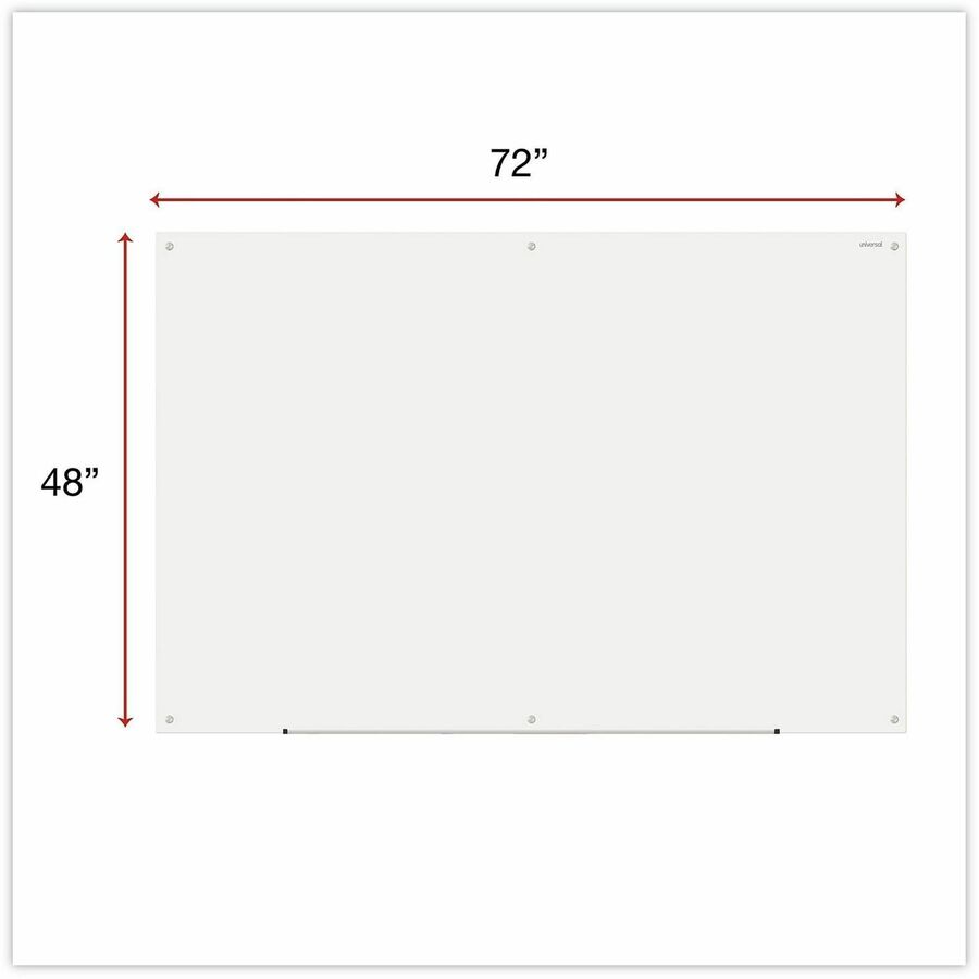 Universal Frameless Glass Marker Board, 72" x 48" , White Surface - 72" (6 ft) Width x 48" (4 ft) Height - White Glass Surface - 1 Each