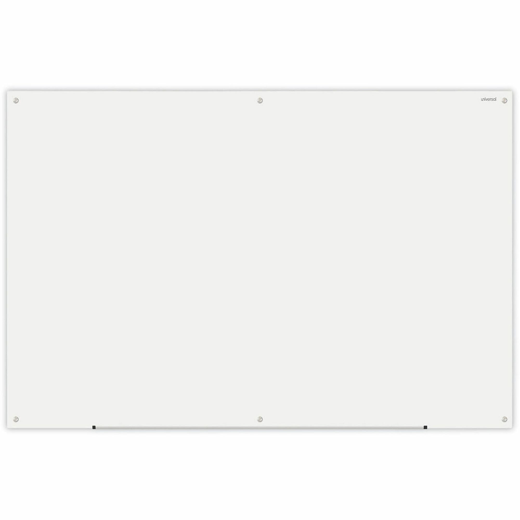 Universal Frameless Glass Marker Board, 72" x 48" , White Surface - 72" (6 ft) Width x 48" (4 ft) Height - White Glass Surface - 1 Each