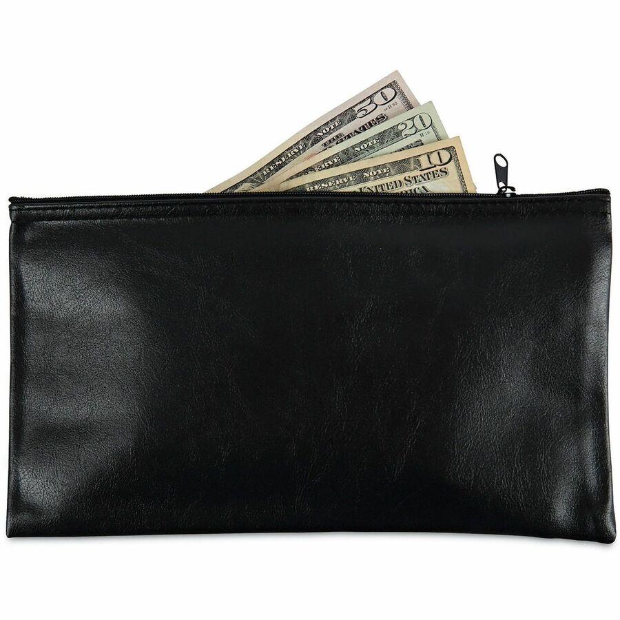 Universal Carrying Case (Wallet) Cash - Black - PU Leather Body - 6" Height x 11" Width - 2 / Pack