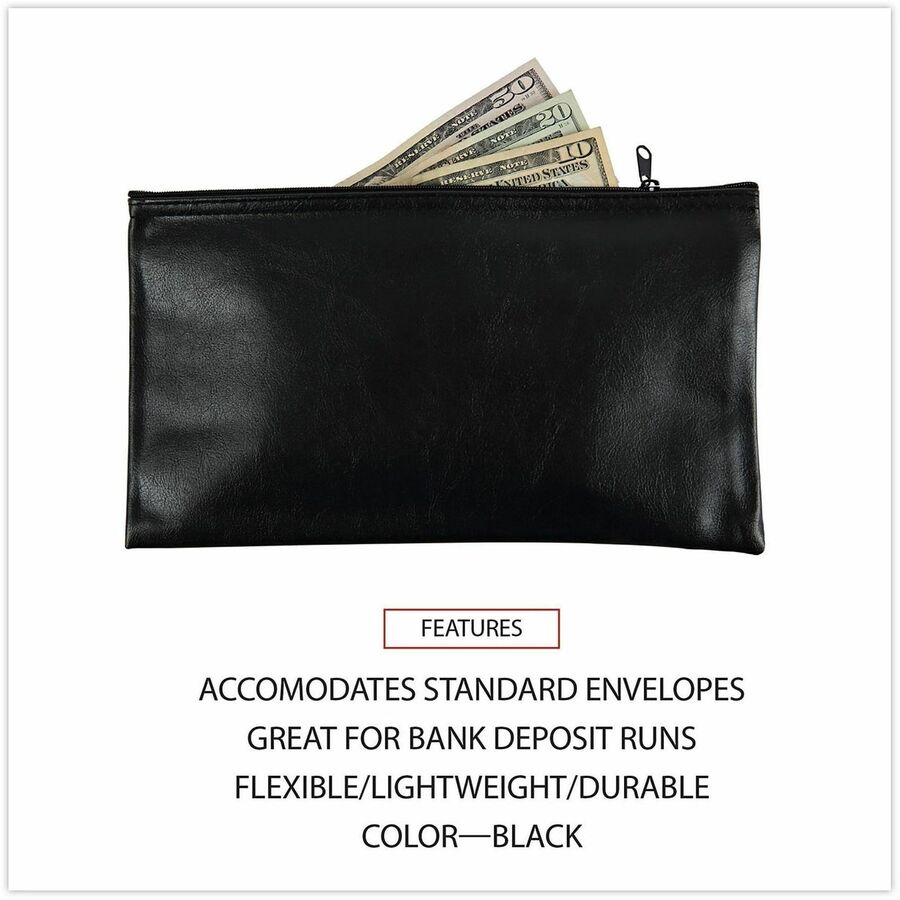 Universal Carrying Case (Wallet) Cash - Black - PU Leather Body - 6" Height x 11" Width - 2 / Pack