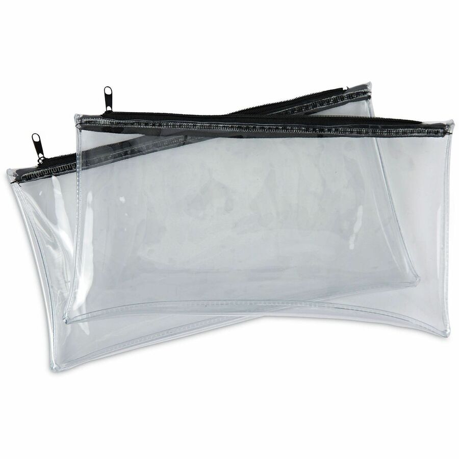 Universal Carrying Case (Wallet) Cash - Clear, Black - Plastic, Polyethylene Body - 6" Height x 11" Width - 2 / Pack