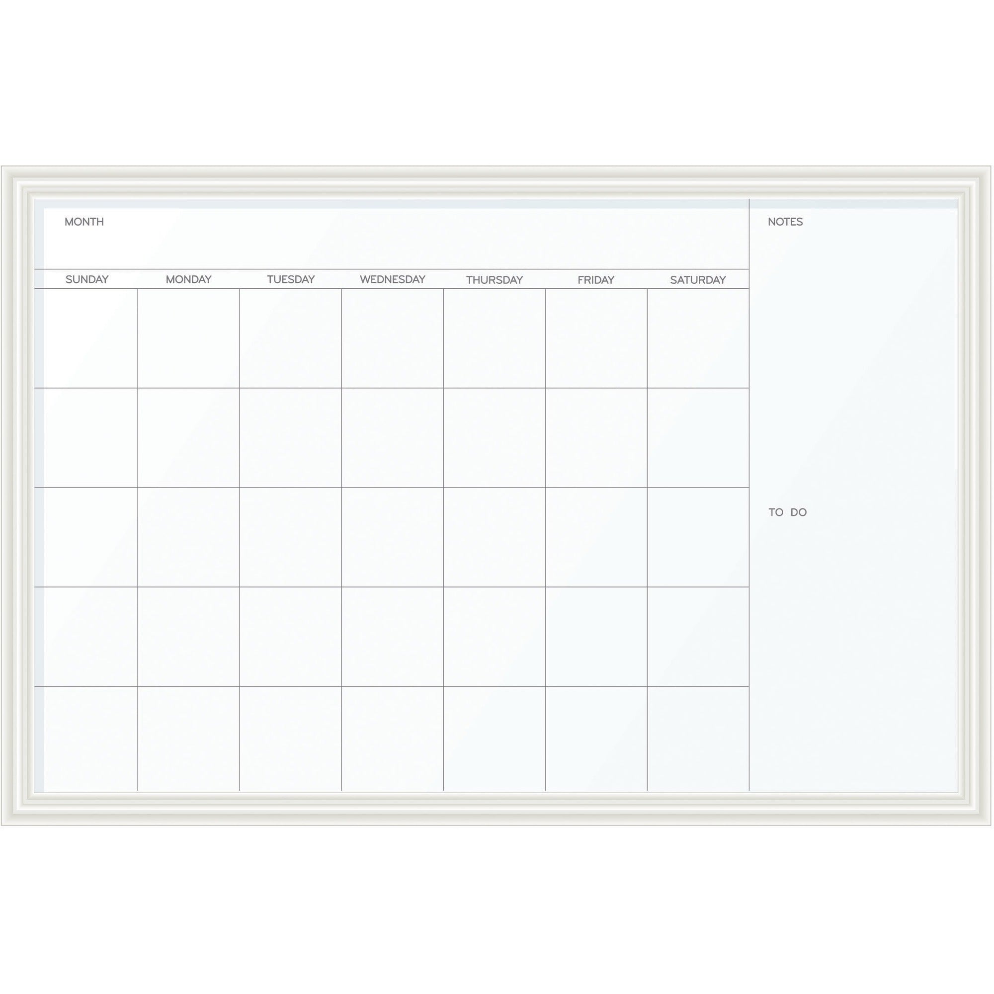 U Brands Magnetic Dry Erase Calendar - 20" (1.7 ft) Width x 30" (2.5 ft) Height - White Painted Steel Surface - White Wood Frame - Rectangle - Horizontal - Magnetic - Assembly Required - 1 Each