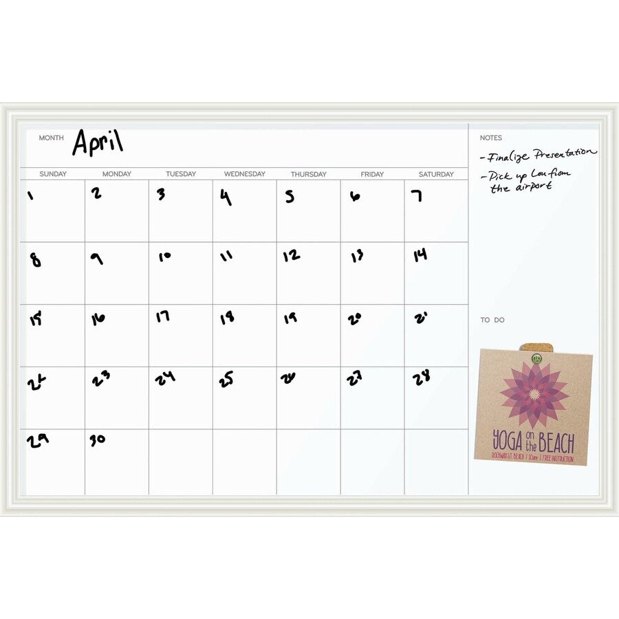 U Brands Magnetic Dry Erase Calendar - 20" (1.7 ft) Width x 30" (2.5 ft) Height - White Painted Steel Surface - White Wood Frame - Rectangle - Horizontal - Magnetic - Assembly Required - 1 Each
