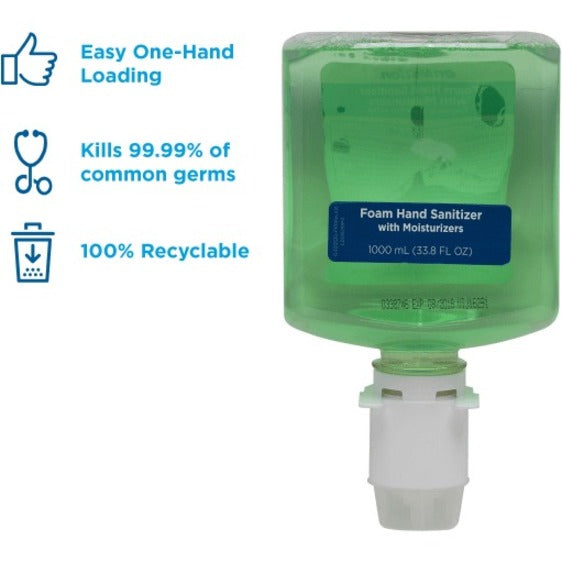enMotion Hand Sanitizer Foam Refill - 1.06 quart - Kill Germs, Bacteria Remover - Hand - Moisturizing - Green - Quick Drying - 1 Each