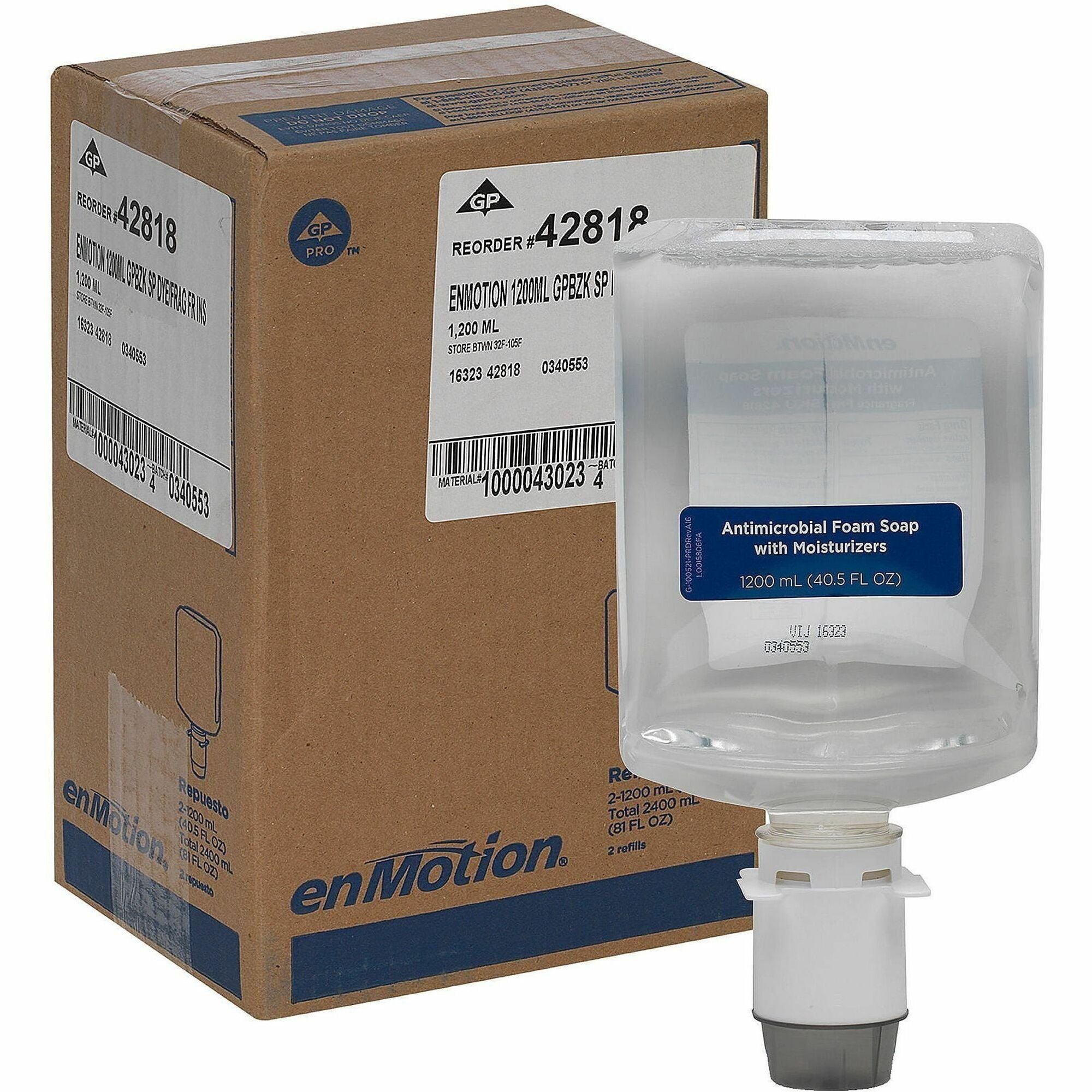 enMotion Foam Soap Refill - Commercial - Moisturizing - Recycled - Fragrance-free - 2 / Case