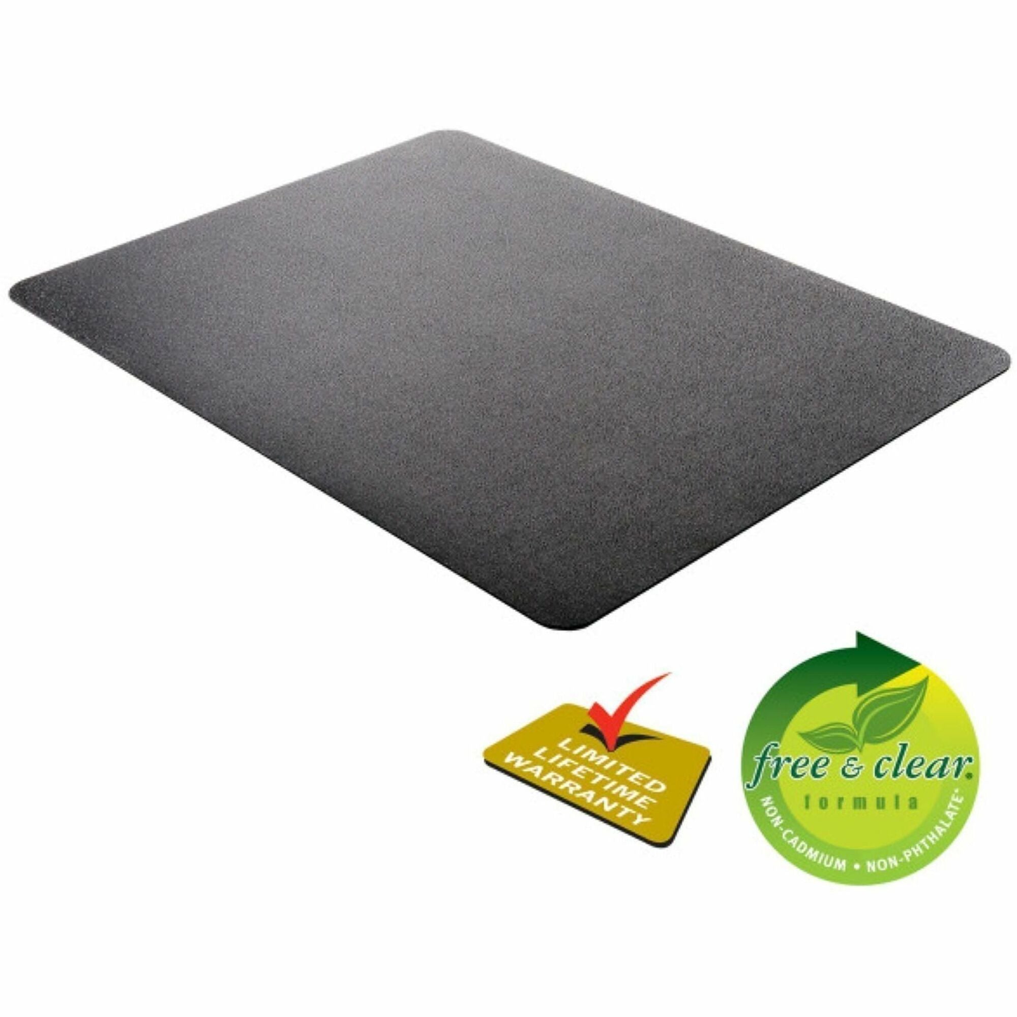 Deflecto Chair Mat For Medium-Pile Carpet, Rectangular, 36"W x 48"D, Black - Medium Pile Carpet - 36" Width x 48" Depth x 0.060" Thickness - Rectangular - Vinyl - Black - 1 Each