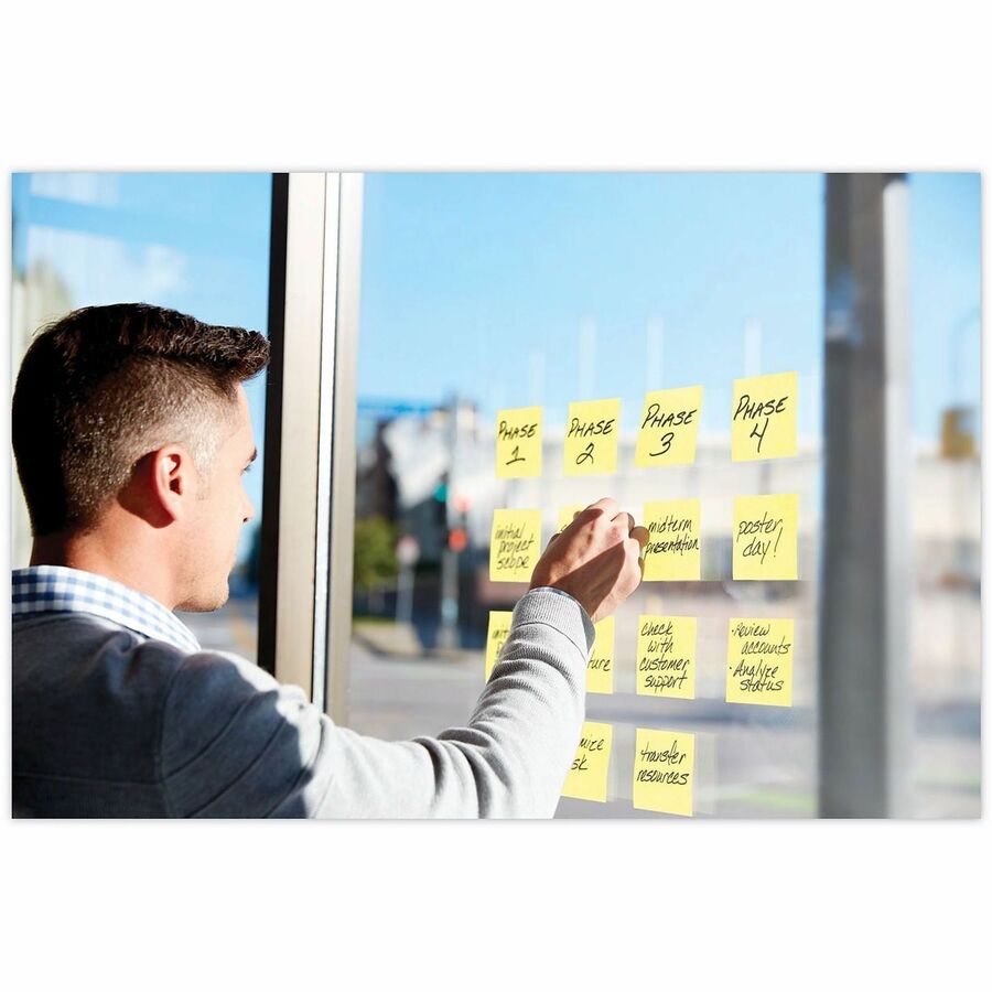 Post-it® Super Sticky Notes, 3" x 3" , Canary Yellow, Pack Of 24 Pads - 3" Flag/Note Width x 3" Flag/Note Length - Square - Canary Yellow - Paper - Super Sticky, Adhesive, Removable, Recyclable, Reusable - 24 Pad